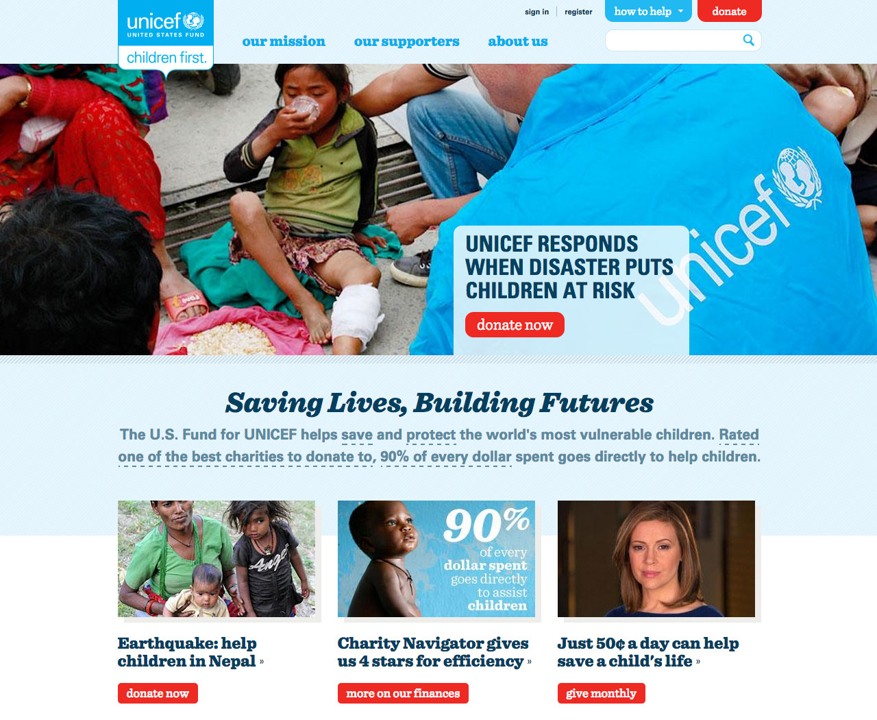 UNICEF homepage