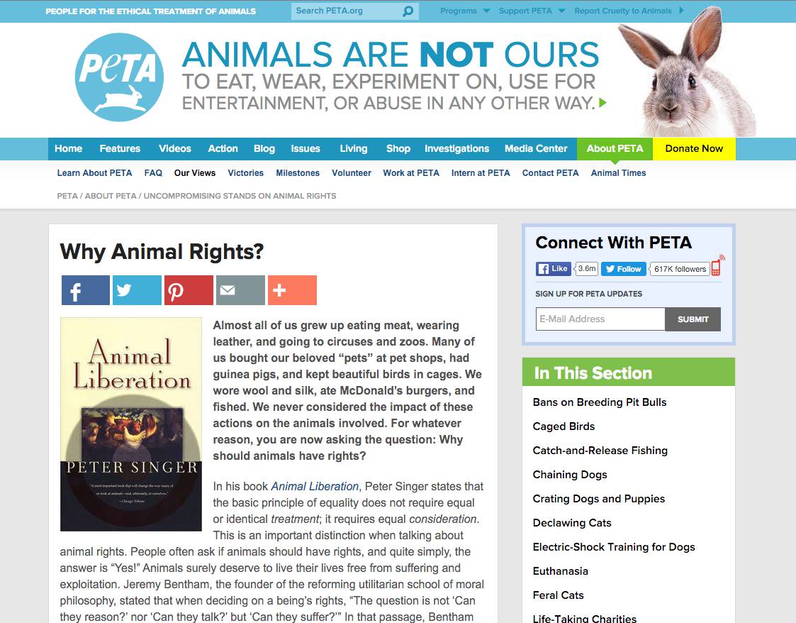 PETA homepage